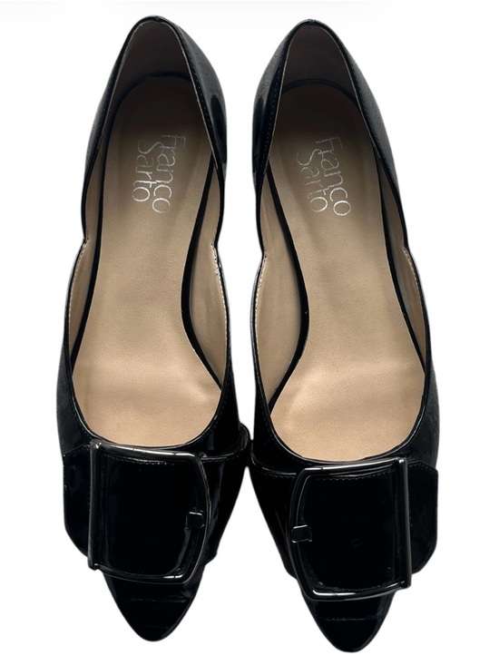 Franco Sarto Shoes - Franco Sarto Black Patent Pointed-Toe Flats with Buckle Accent